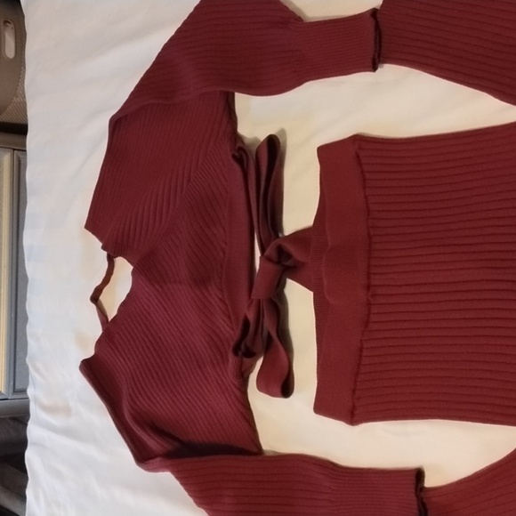 Fashion Nova Hold Me Closer Sweater Legging Set - Burgundy, Size: XS - Picture 3 of 14